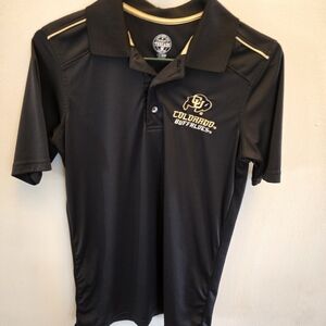 Colorado CU Buffaloes Black Gold Short Sleeve Polo Mens Sz S 34/36